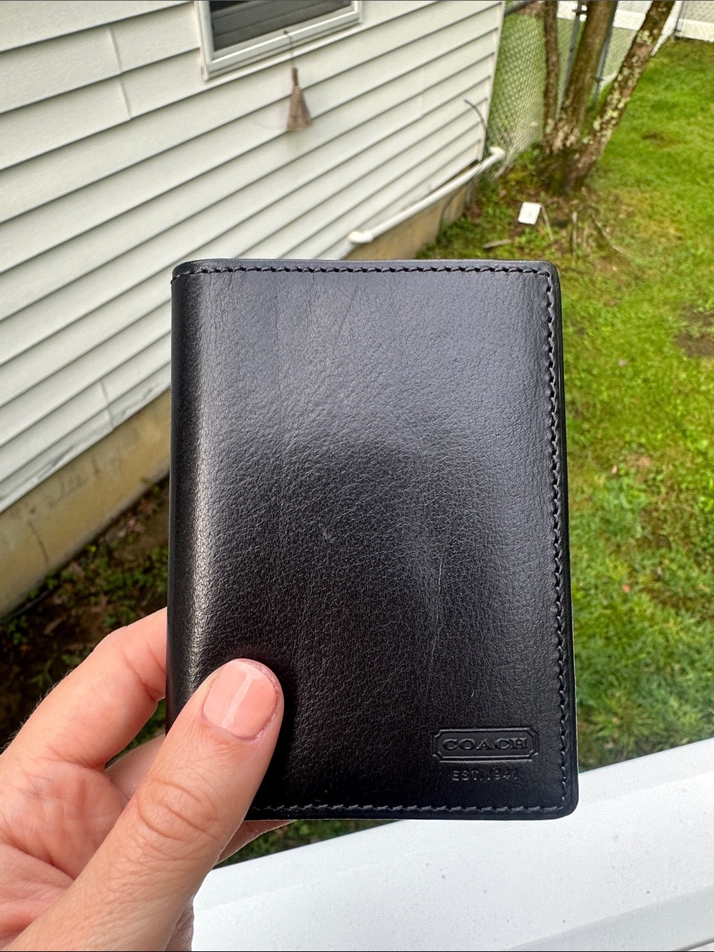 COACH Vintage Black Slimfold Credit Card Wallet Water Buffalo Leather Box NIB - Picture 9 of 16